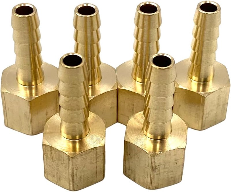 Bumugufu 6 Pcs Brass 1/4" NPT Female to 1/4" Barb Air Hose Fittings, 1/4" FNPT to Barb Fitting Adapter Connectors for Compressor, Fuel, Oil, Gas - Image 1
